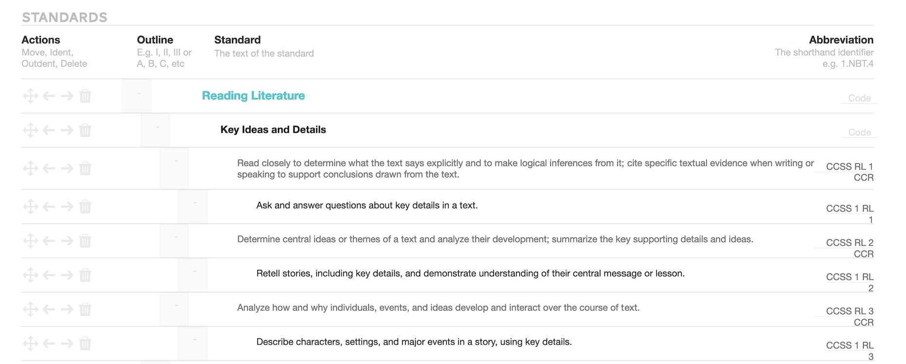 Educational standards database